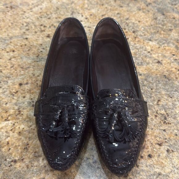 Stuart Weitzman Patent leather Tassel Loafer size 7 Black - Picture 2 of 15